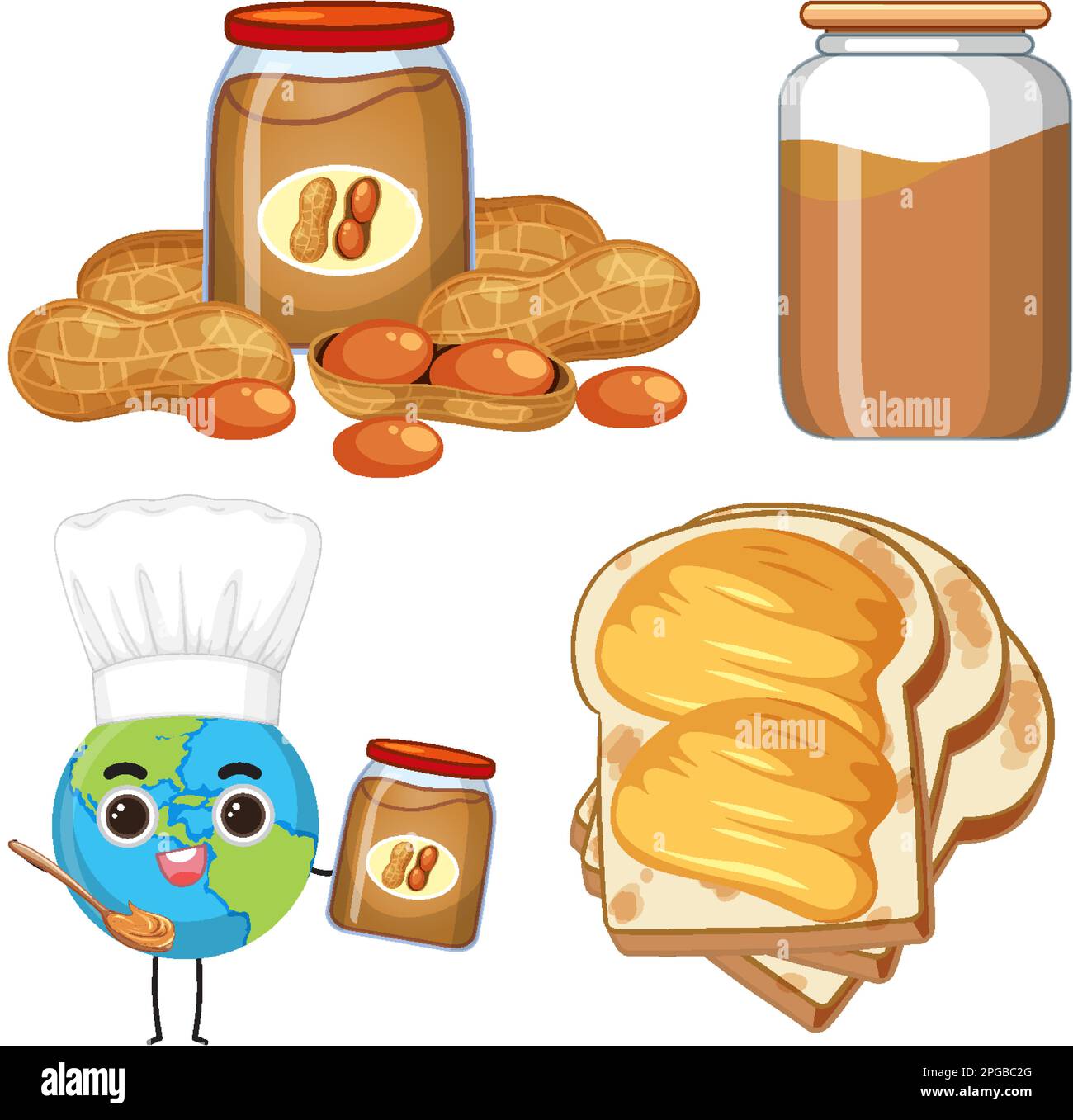 Peanut Butter Elements and Icons Set illustration Stock Vector Image