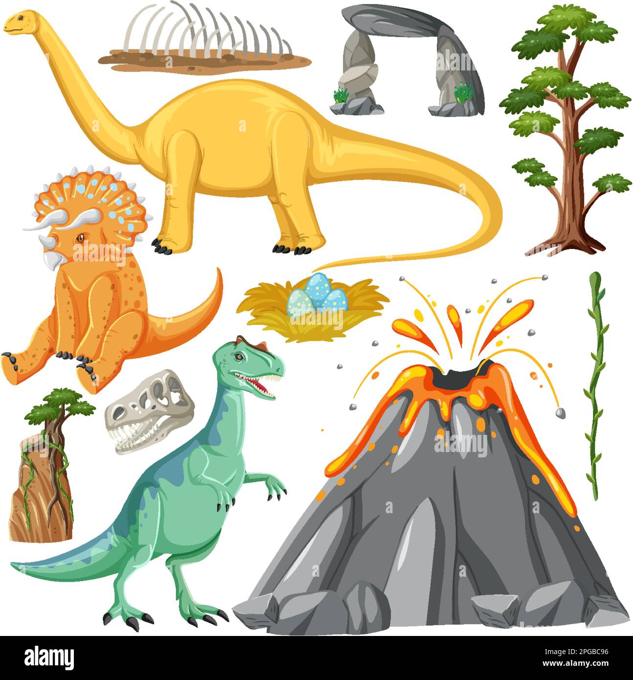 Dinosaur and Nature Elements Vector Collection illustration Stock ...