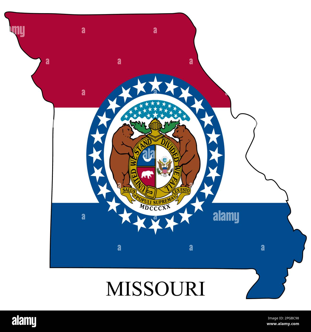 Missouri map vector illustration. Global economy. State in America. North America. United States. America. U.S.A Stock Vector