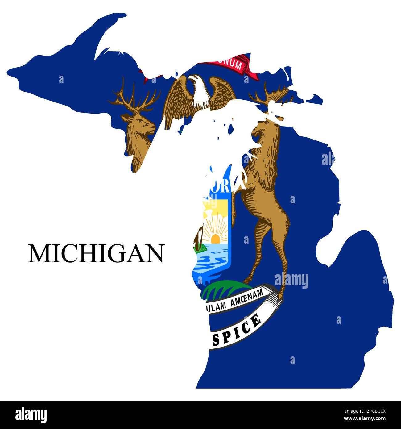 Michigan map vector illustration. Global economy. State in America. North America. United States. America. U.S.A Stock Vector