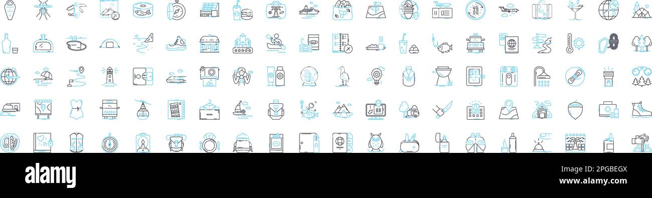 Hiking tours vector line icons set. Hiking, Tours, Trails, Trekking ...