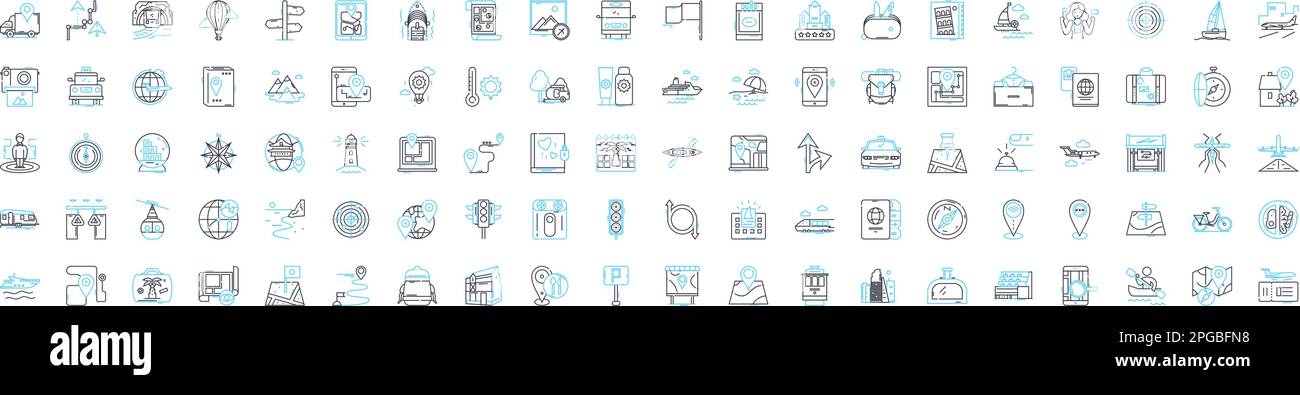 Distance and route vector line icons set. Distance, Route, Tracking ...