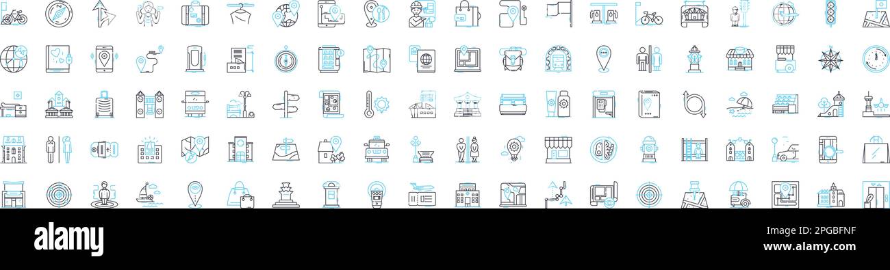 City map vector line icons set. City, Map, Urban, Layout, Cartography, Streets, Directions illustration outline concept symbols and signs Stock Vector