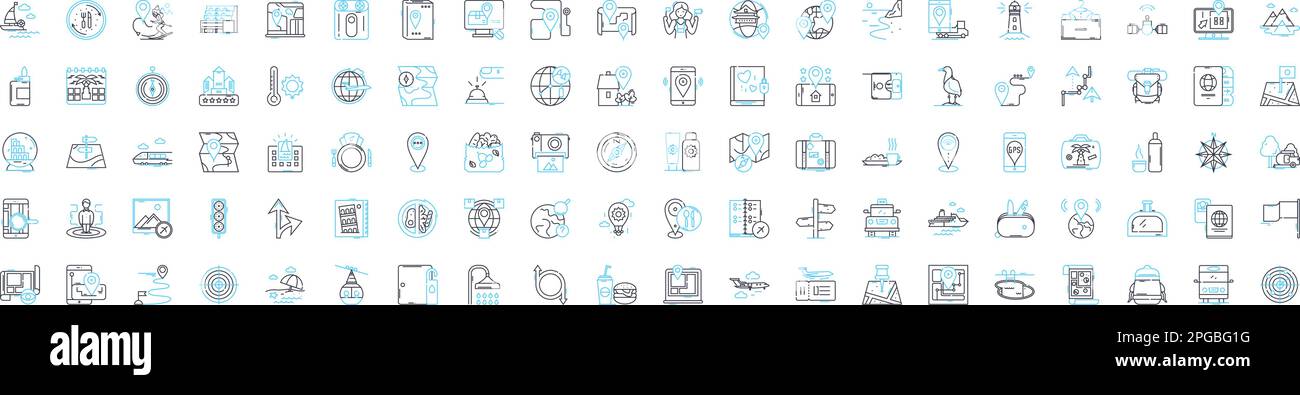 Geo tags vector line icons set. Geolocation, Geotagging, Geo-tags, Coordinates, GPS, Latitude, Longitude illustration outline concept symbols and Stock Vector