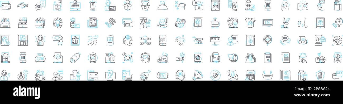 Supermarket vector line icons set. Grocery, Store, Market, Shopping, Outlet, Retail, Superstore illustration outline concept symbols and signs Stock Vector