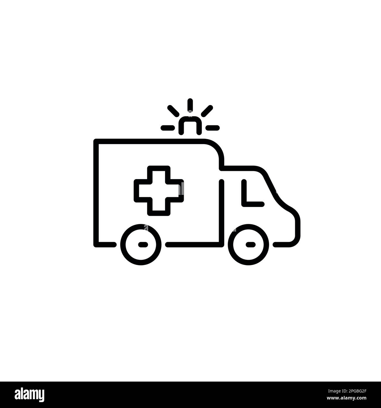 Ambulance truck. Paramedic rescue service car. Emergency medical assistance. Pixel perfect, editable stroke line Stock Vector