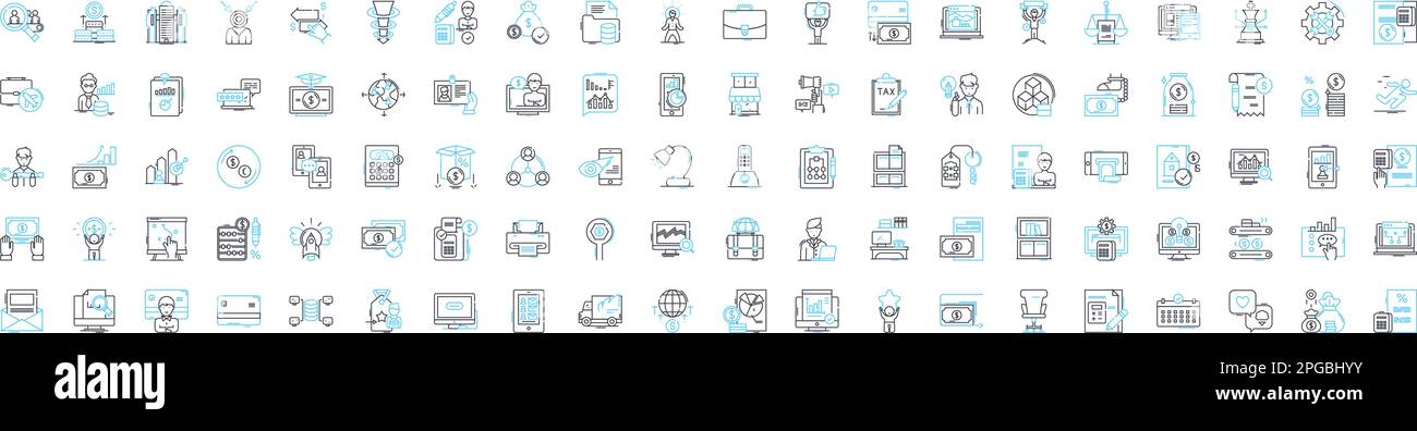 Corporate finance vector line icons set. Accounting, Wealth, Investment, Mergers, Dividends, Leverage, Securities illustration outline concept symbols Stock Vector