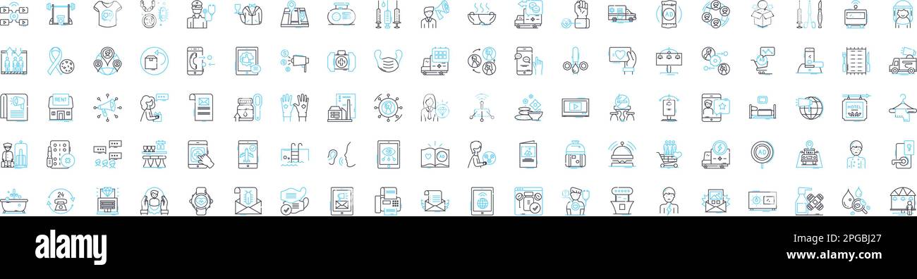 Customer service vector line icons set. Support, Assistance, Help, Care, Response, Feedback, Attendance illustration outline concept symbols and signs Stock Vector