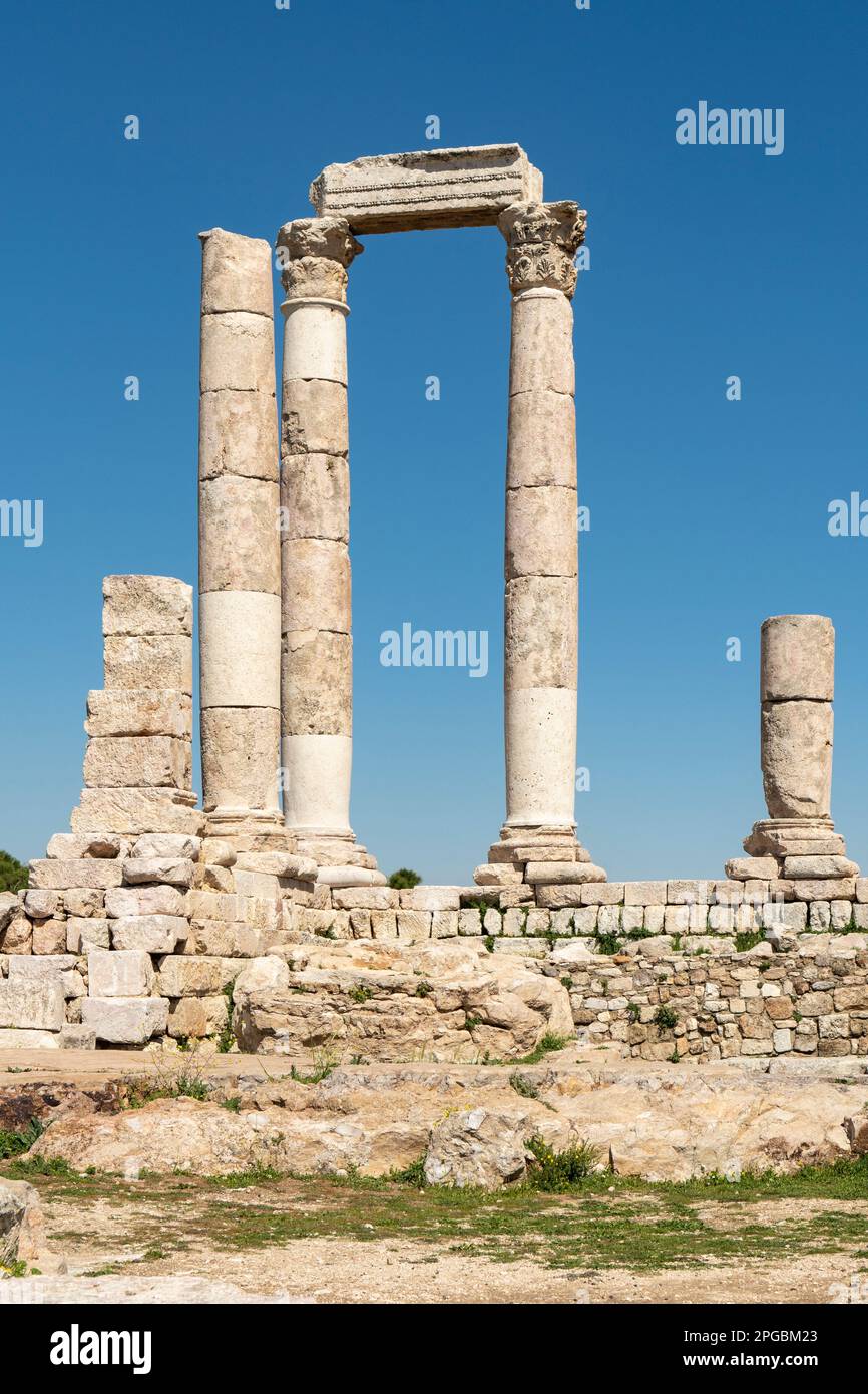 Temple of Hercules at the Citadel, Amman, Jordan Stock Photo