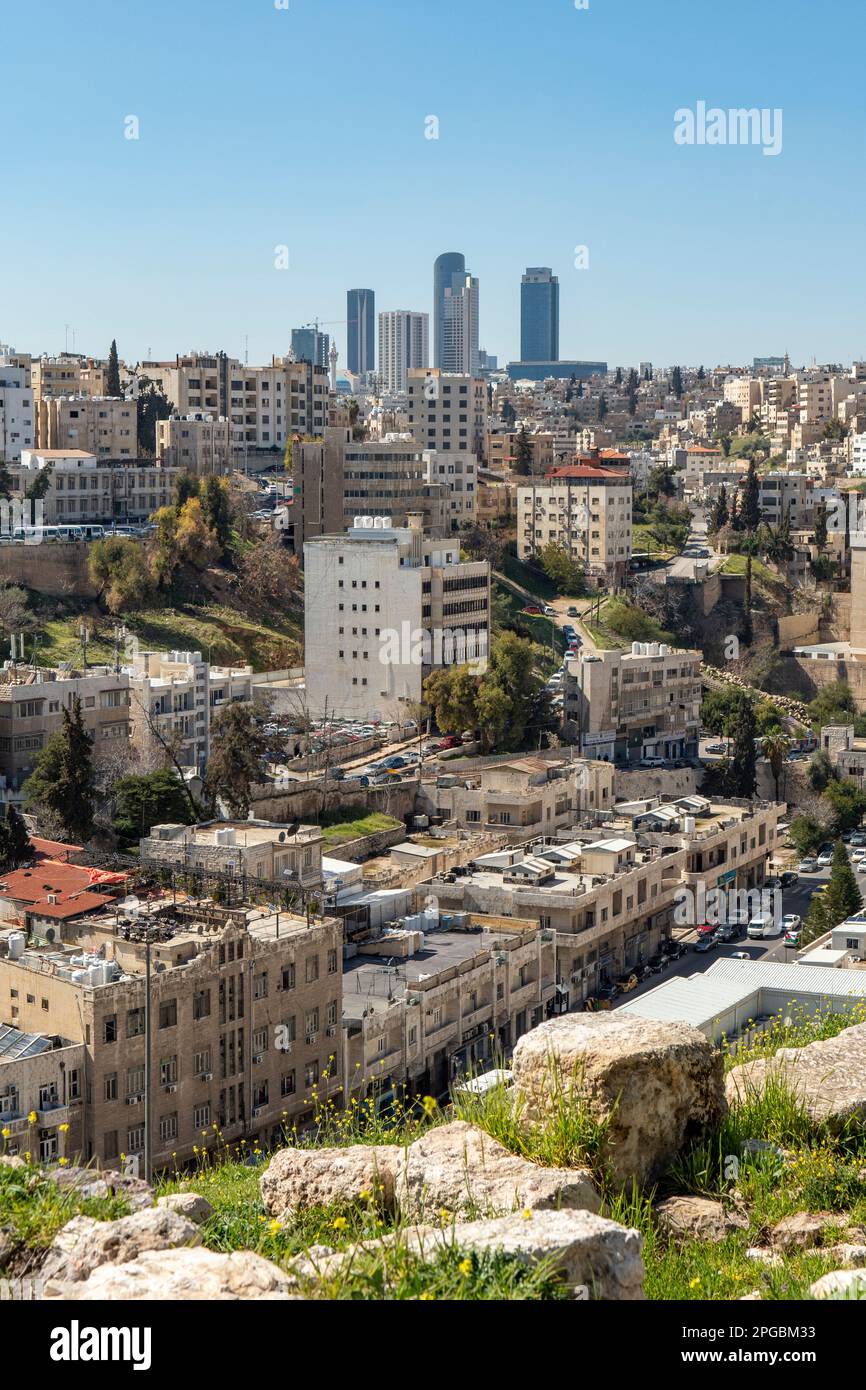 View of City from the Citadel, Amman, Jordan Stock Photo