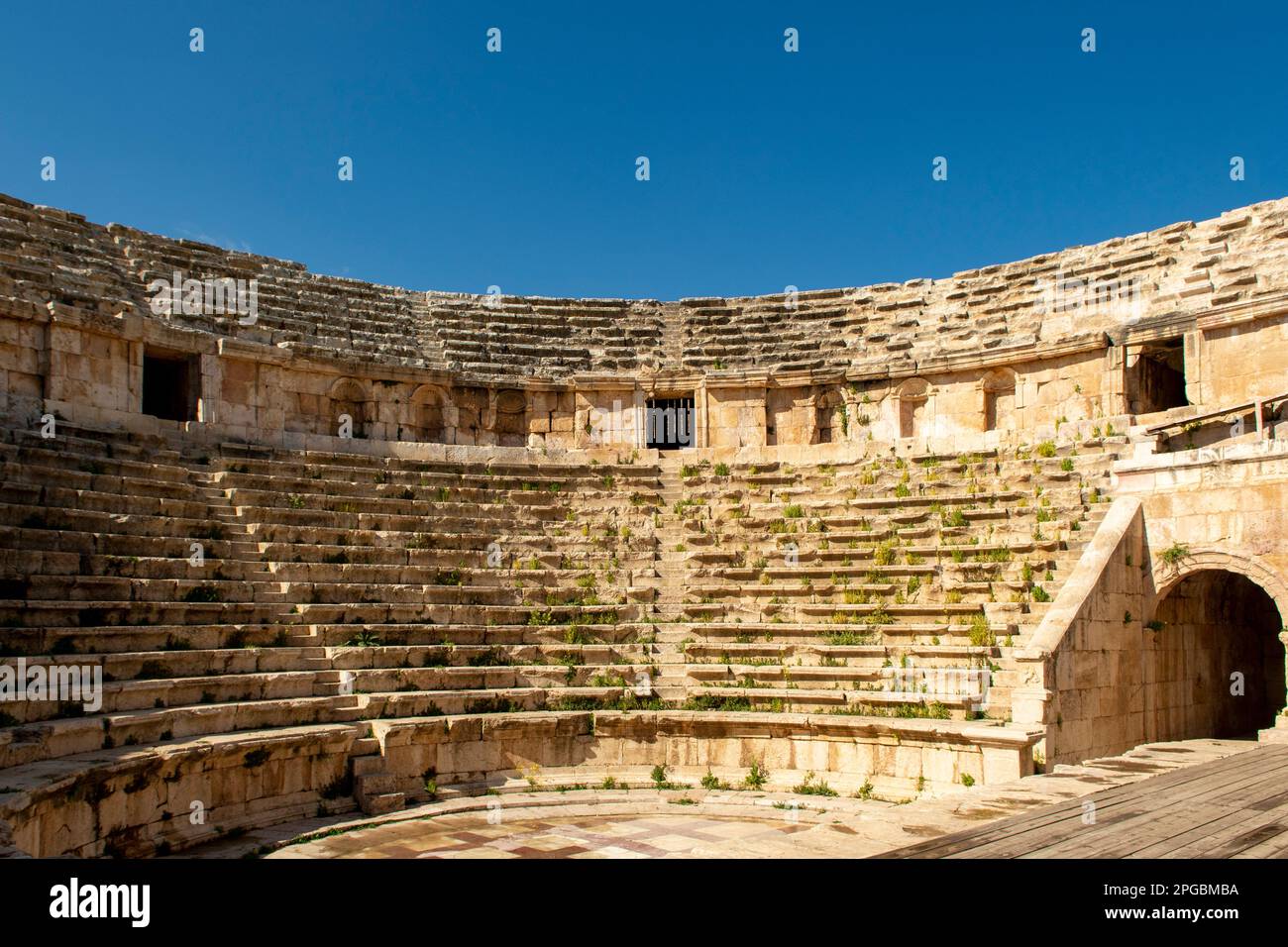 North Amphitheatre, Roman Town of Gerasa, Jerash, Jordan Stock Photo