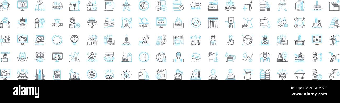 Manufacturing vector line icons set. Manufacturing, Production, Fabrication, Assembly, Processing, Assembling, Constructing illustration outline Stock Vector