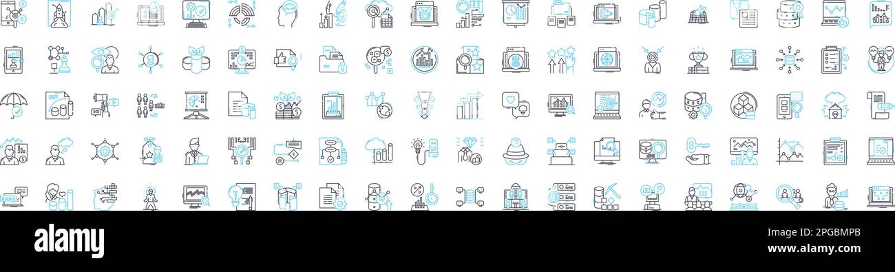 Search vector line icons set. Search, Find, Seek, Retrieve, Explore, Locate, Inquire illustration outline concept symbols and signs Stock Vector