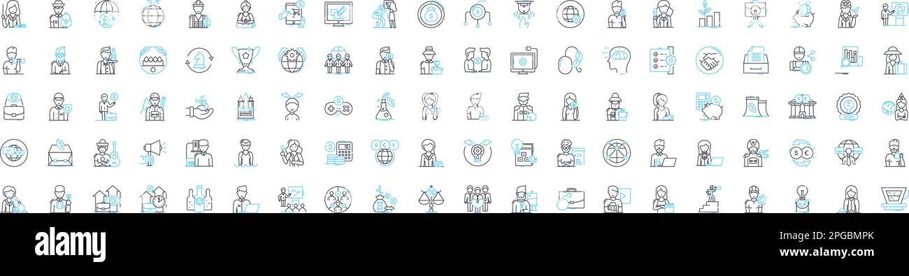 Small business vector line icons set. Small, business, entrepreneur, start-up, venture, micro, sole-proprietor illustration outline concept symbols Stock Vector