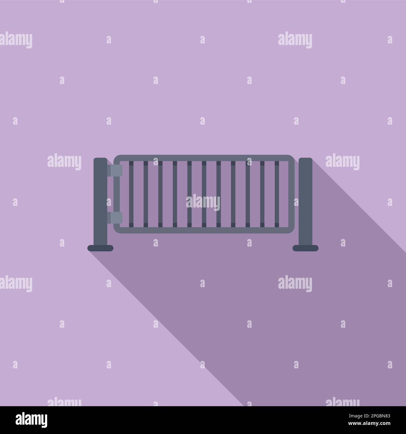 Metal wall gate icon flat vector. Automatic security. Entry control ...