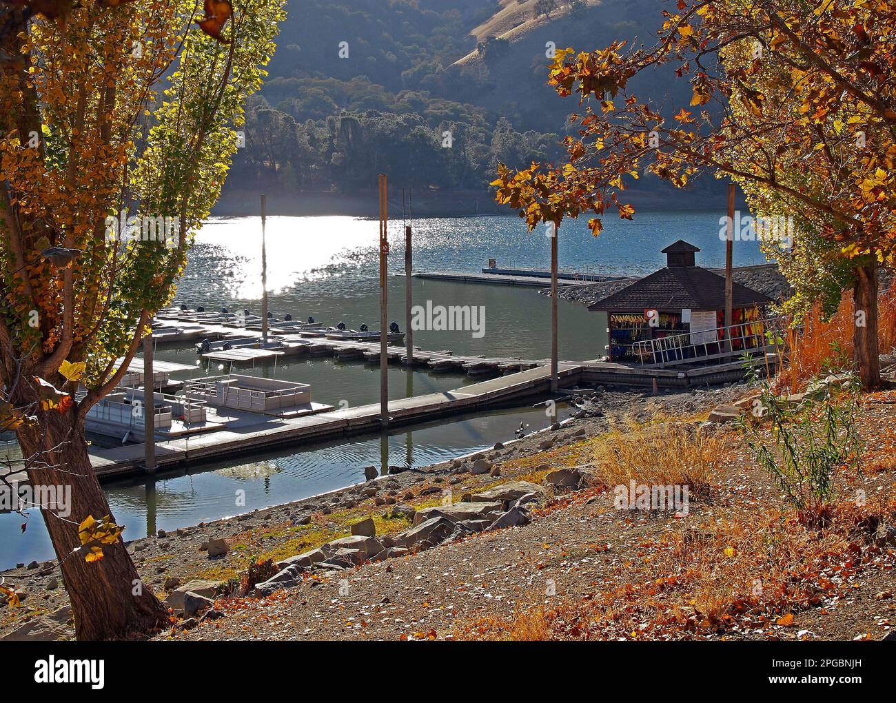 boat rentals at Lake Del Valle Marina,in Livermore, California Stock