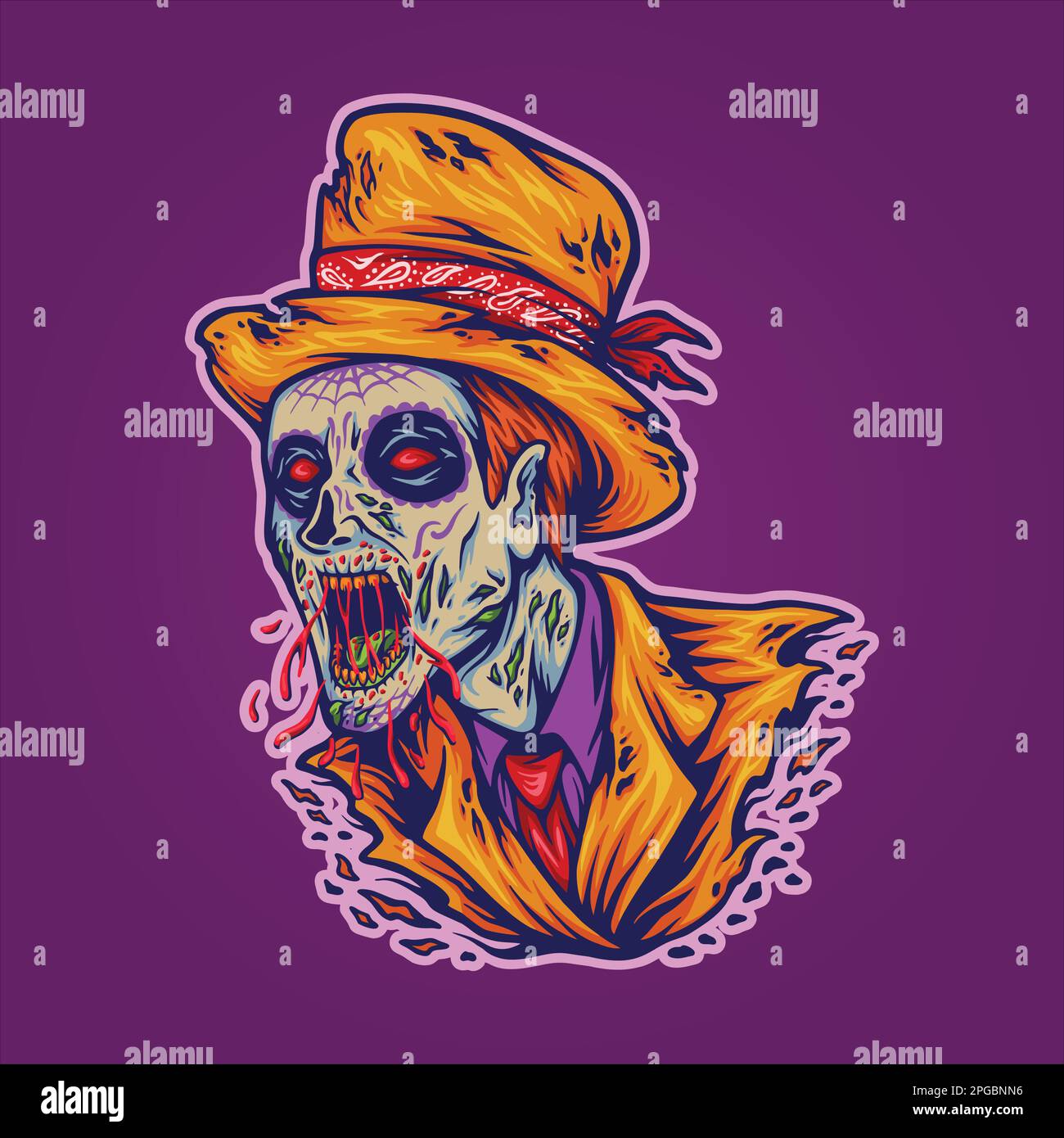Spooky monster head krueger face logo cartoon illustrations vector for your work logo, merchandise t-shirt, stickers and label designs, poster, greeti Stock Vector
