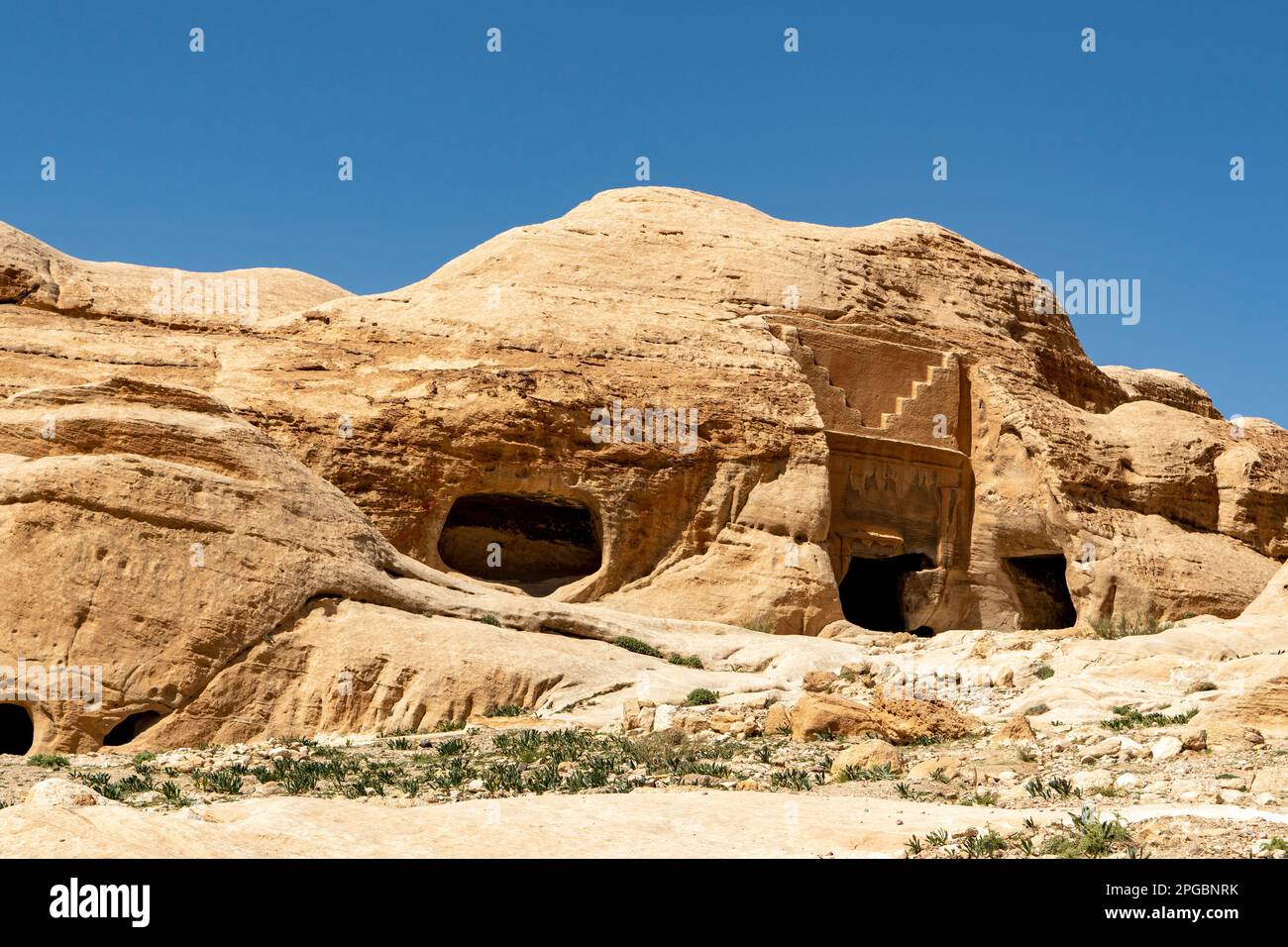 Tomb on Walk to Al Siq, Petra, Jordan Stock Photo