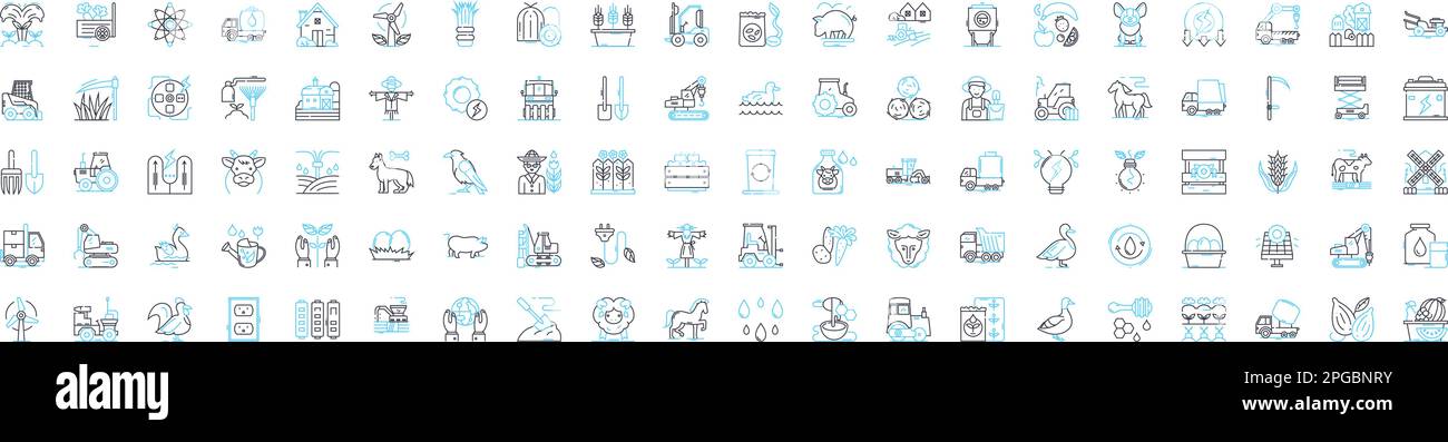 Farm exhibition vector line icons set. Farm, exhibition, agriculture, show, livestock, crops, animals illustration outline concept symbols and signs Stock Vector