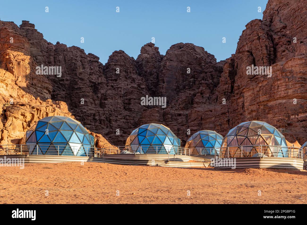 Memories Aicha Luxury Camp, Wadi Rum, Jordan Stock Photo