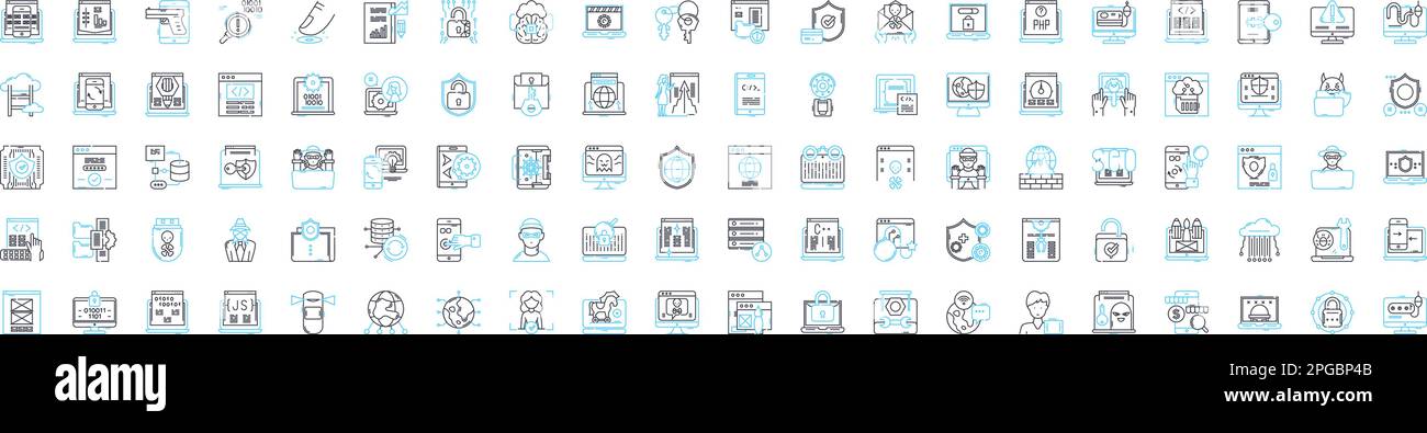 Cyber space vector line icons set. Technology, Cyberspace, Information, Networking, Security, Online, Computing illustration outline concept symbols Stock Vector