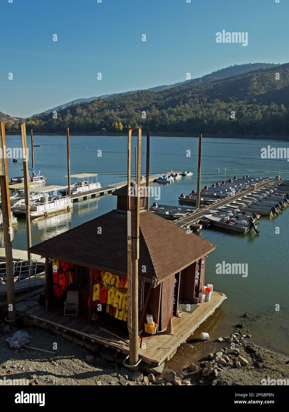 boat rentals at Lake Del Valle Marina,in Livermore, California Stock