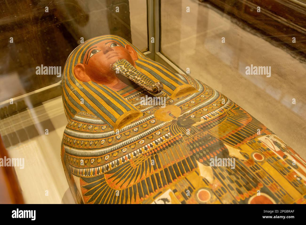 Coffin Exhibit in Egyptian Museum, Cairo, Egypt Stock Photo