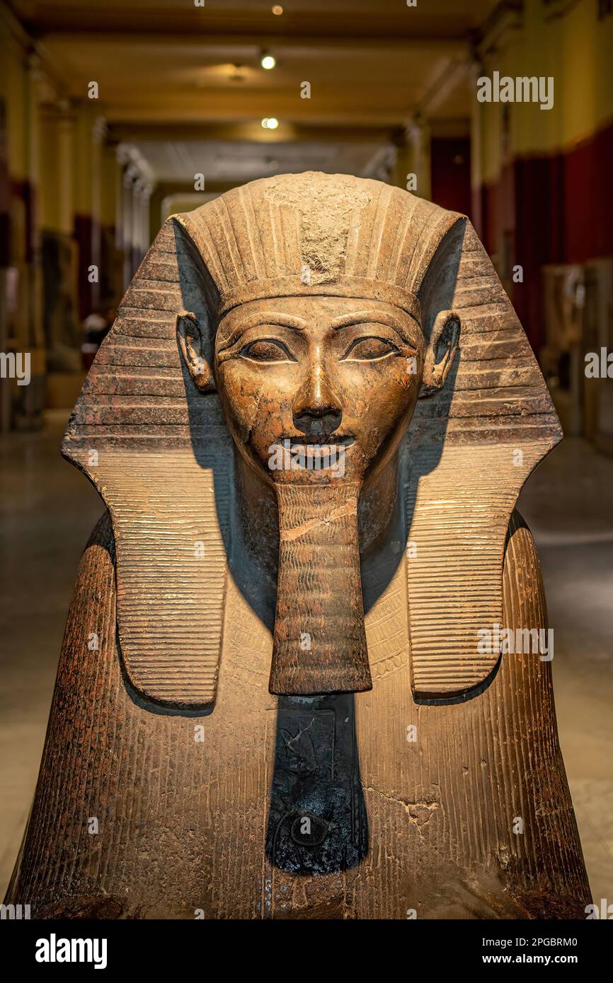 Sphinx of Tutankhamun in Egyptian Museum, Cairo, Egypt Stock Photo