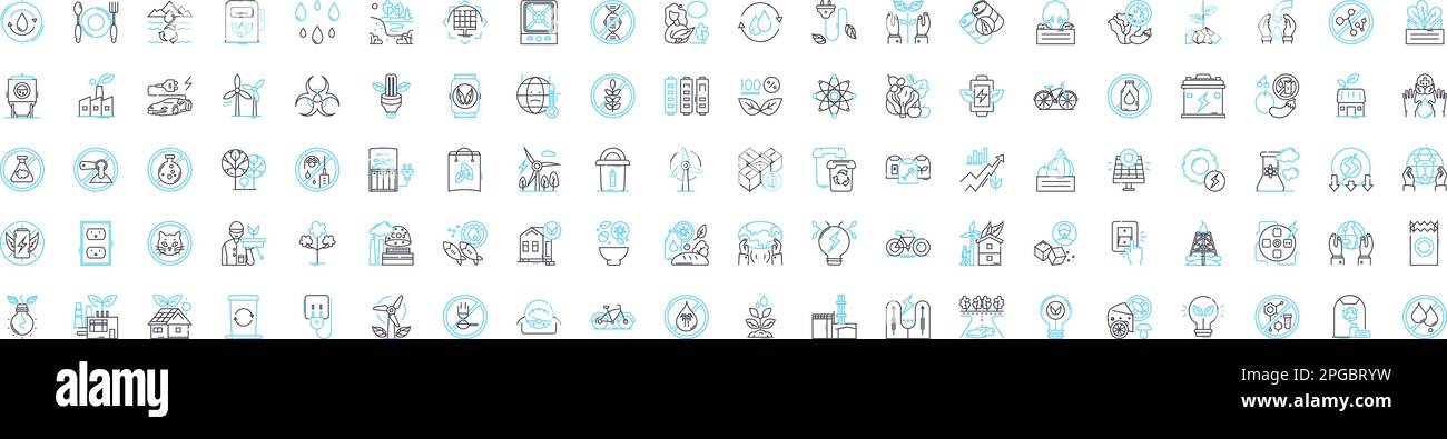 Eco energy vector line icons set. Eco-energy, Sustainable, Renewable ...