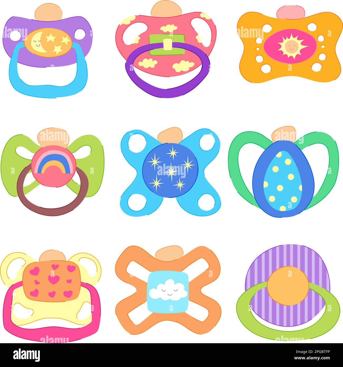 pacifier baby set cartoon vector illustration Stock Vector Image & Art