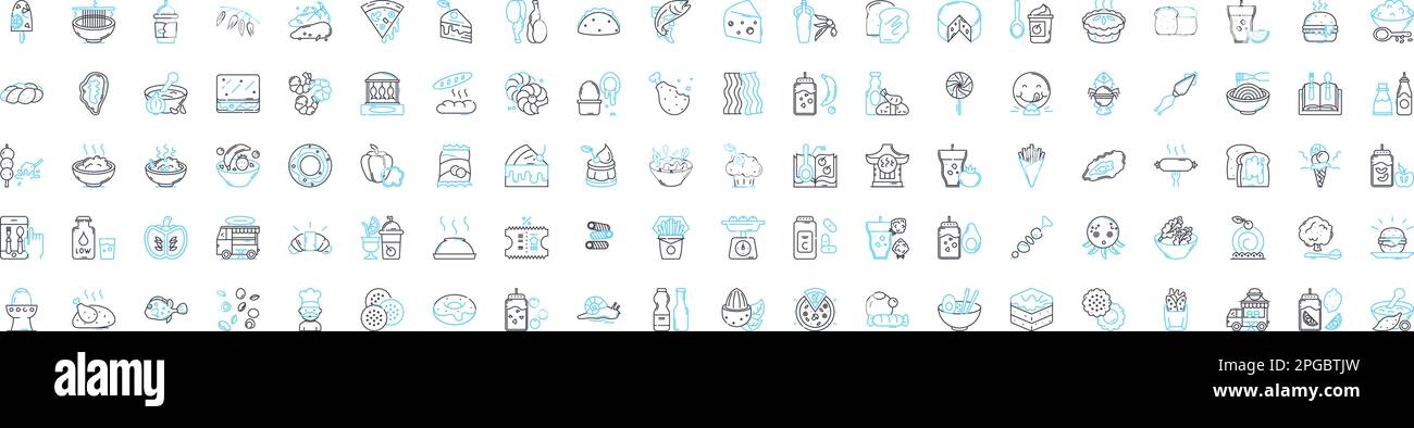 Bakery shop vector line icons set. Pastry, Cake, Bread, Cookies, Donuts ...