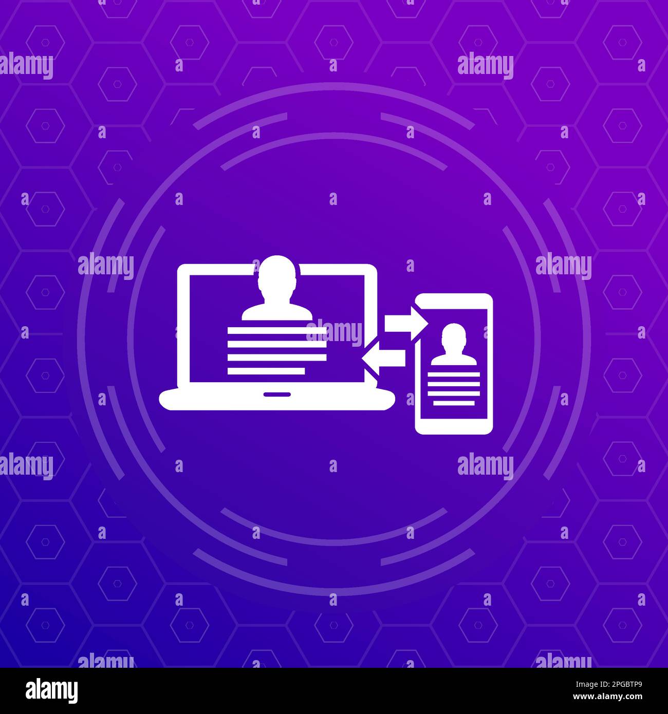 personal data synchronization, laptop and a phone Stock Vector