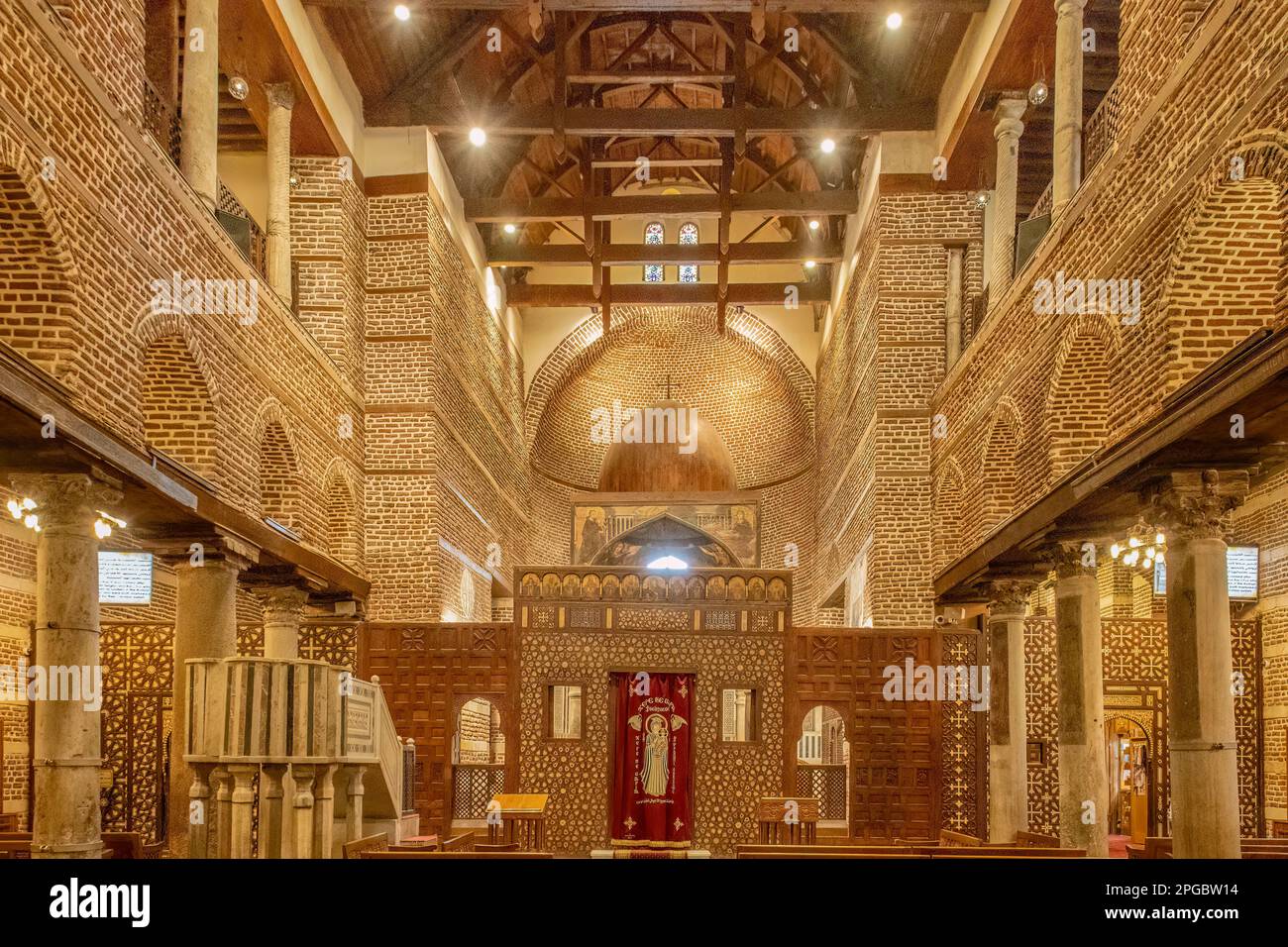 Inside Church of Abu Serga, Babylon Castle, Cairo, Egypt Stock Photo