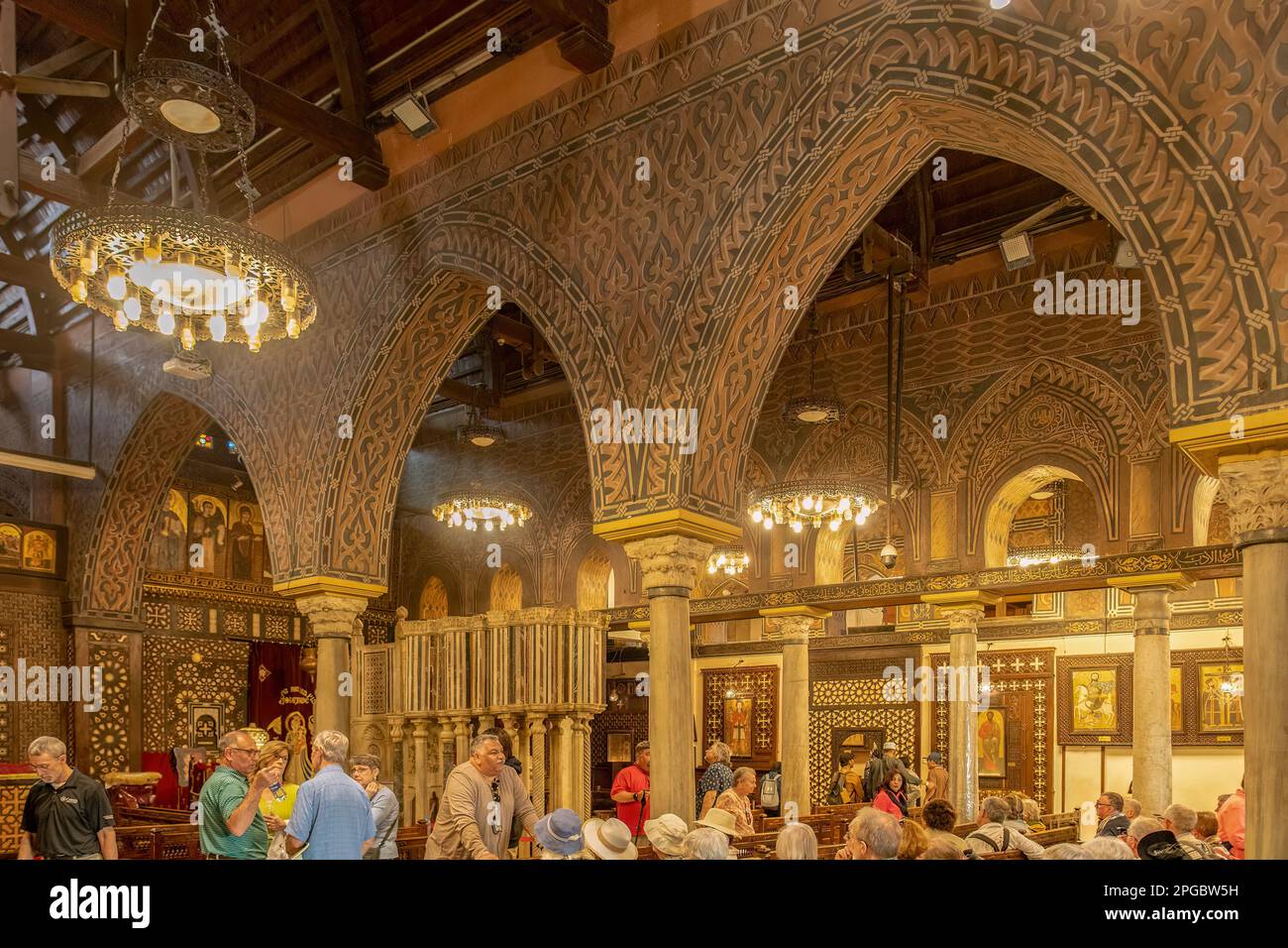 Inside Hanging Church, Babylon Castle, Cairo, Egypt Stock Photo