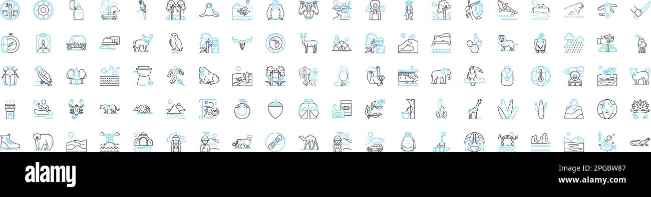 Nature vector line icons set. Wild, Outdoors, Environment, Landscape ...