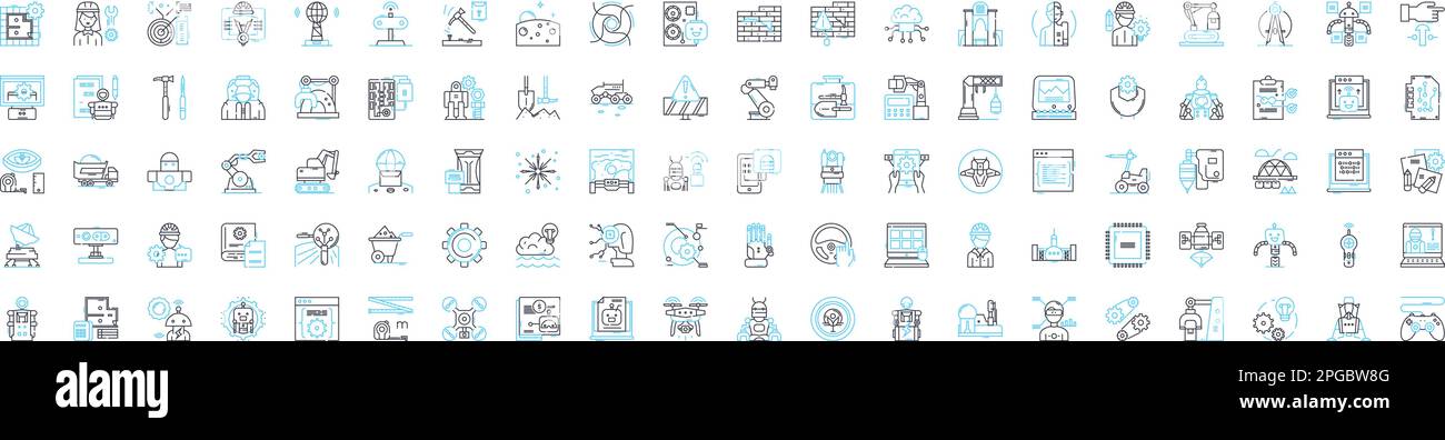Engineer vector line icons set. Engineer, Technical, Mechanical, Structural, Electrical, Design, Civil illustration outline concept symbols and signs Stock Vector