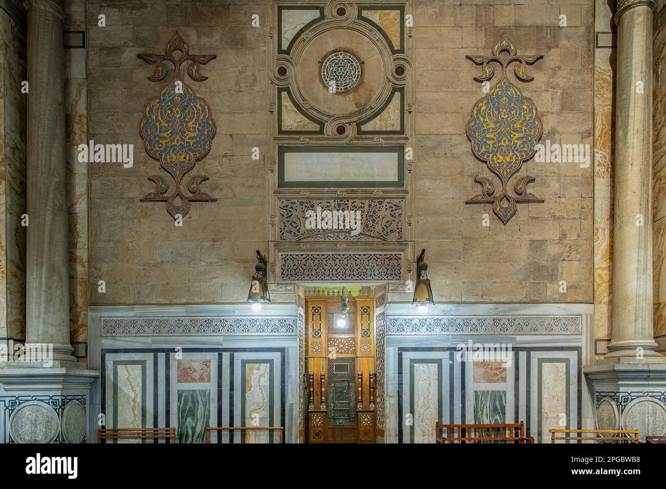 Inside of Mosque of Al-Rifa'i, Cairo, Egypt Stock Photo