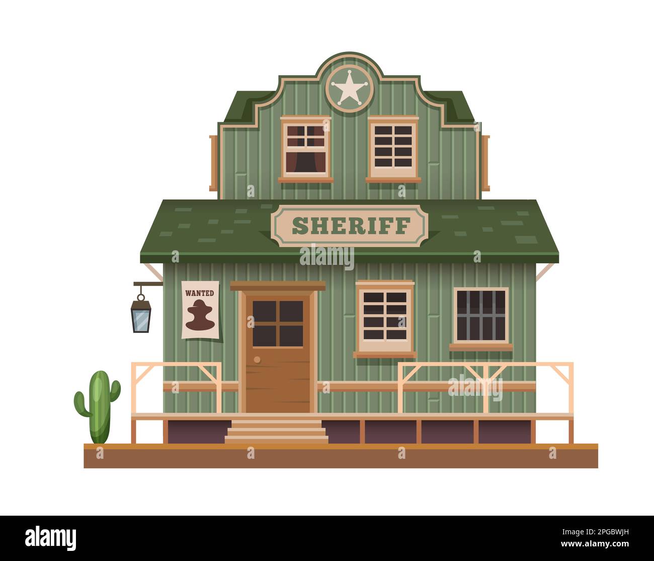 Western, Wild West sheriff office, town building of cowboy cartoon, vector old house of wood. American country city or Wild West architecture, Texas s Stock Vector