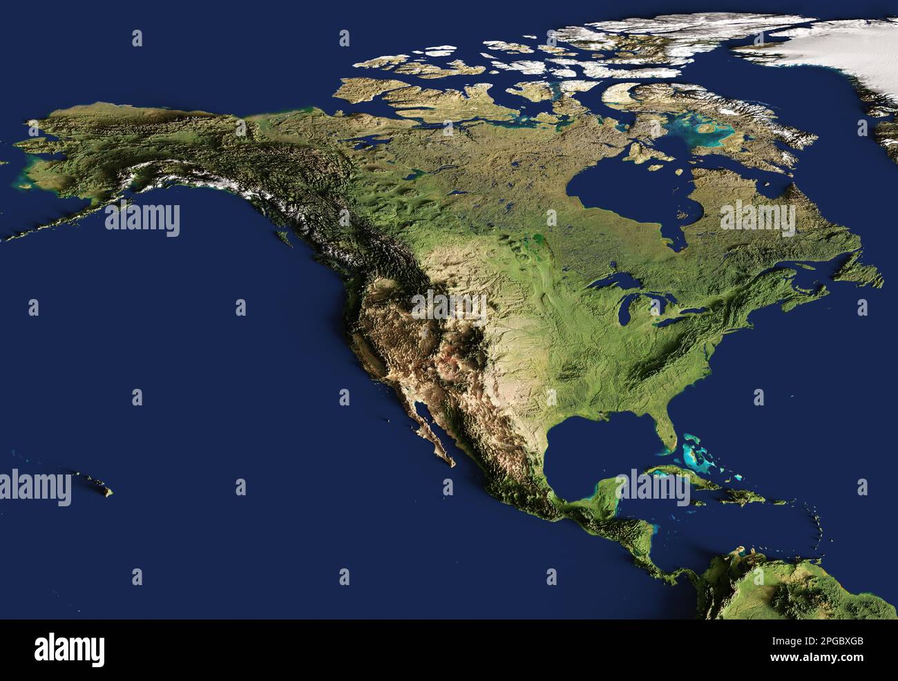 3d illustration of a highly detailed map of North America. Elements of ...