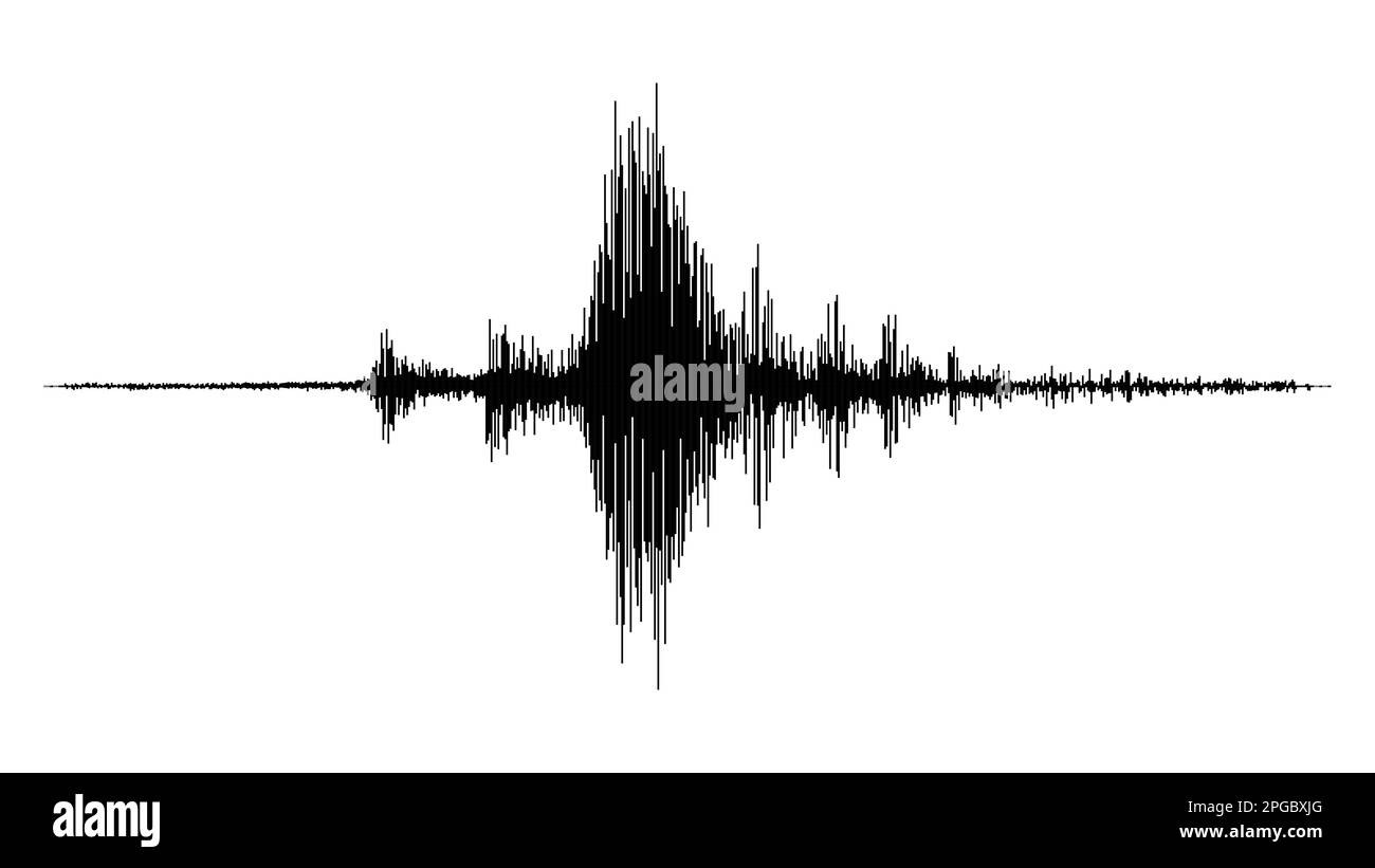 Earthquake seismograph wave, seismic activity vibration sound graph. Vector seismogram, ground motion waveform of earthquake. Quake sound wave record Stock Vector