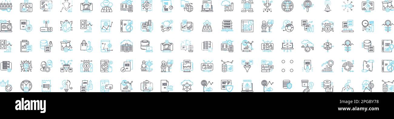 Business valuation vector line icons set. Valuation, Business, Analysis, Asset, Price, Market, Equity illustration outline concept symbols and signs Stock Vector