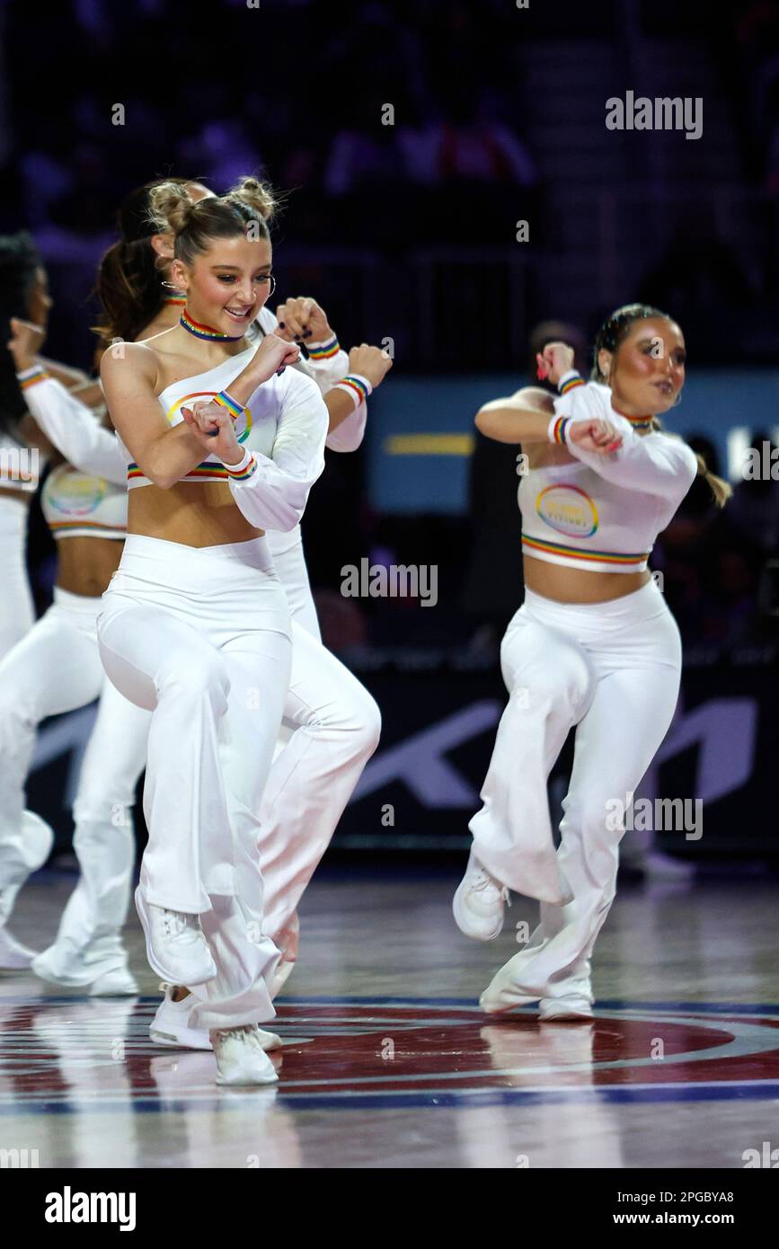 Detroit Pistons Dancers perform during the second half of an NBA