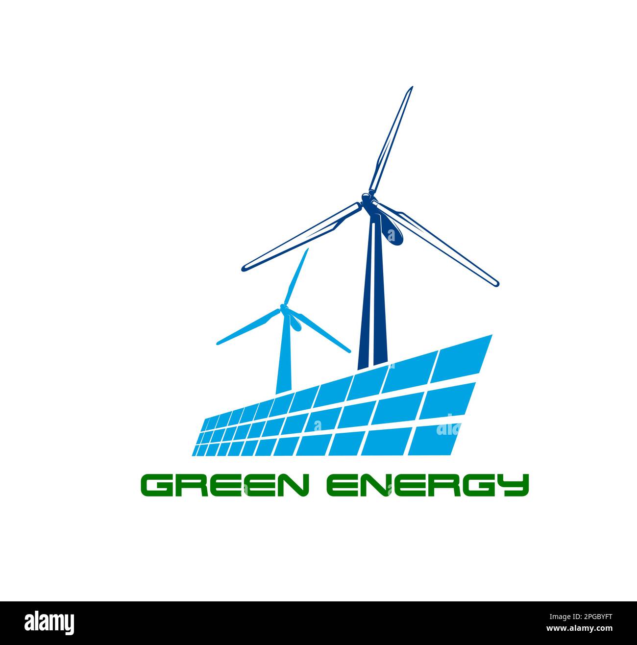 Wind turbine and solar panel icon. Green clean energy. Energy ...