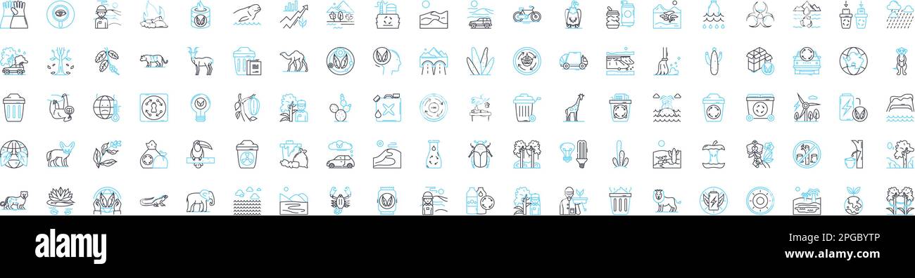 Nature and ecology vector line icons set. Ecology, Nature, Environment, Conservation, Biodiversity, Oceans, Climate illustration outline concept Stock Vector