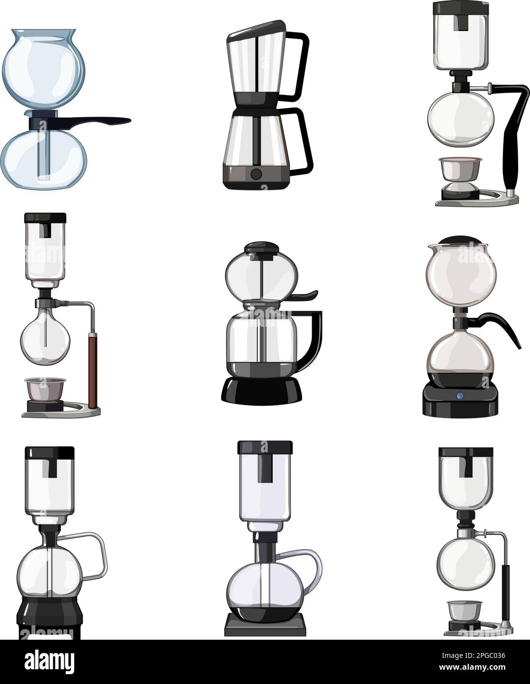 syphon coffee maker set cartoon vector illustration Stock Vector Image