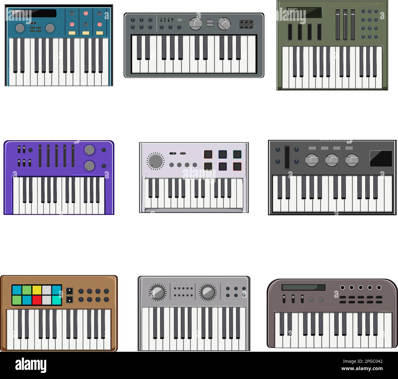 synthesizer audio set cartoon vector illustration Stock Vector Image ...