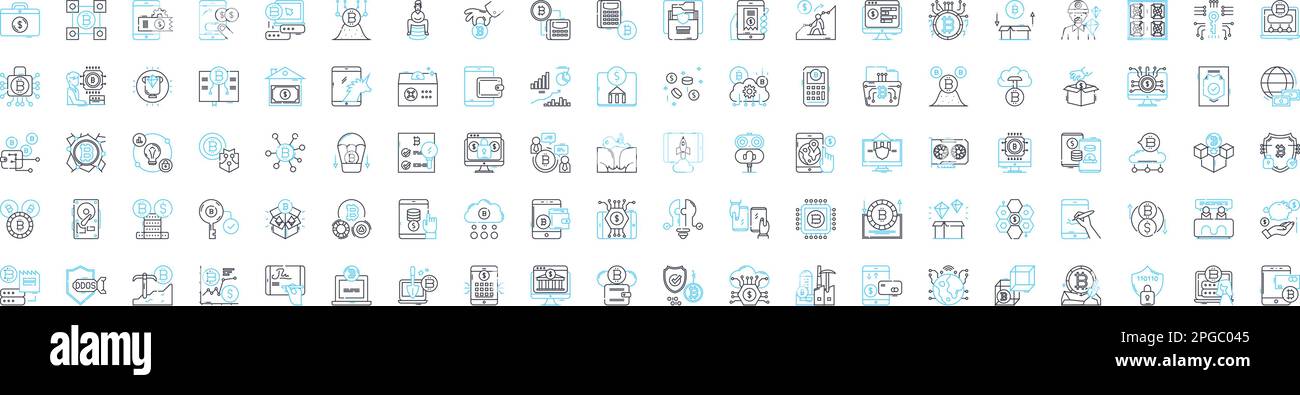 Technical analysis and market trends vector line icons set. Technical analysis, Market trends, Candlestick, Chart patterns, Moving average, Relative Stock Vector