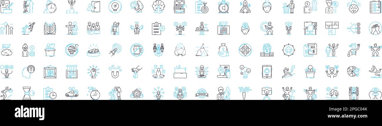 Brainstorming vector line icons set. Ideating, Brainstorming, Contemplating, Thinking, Ponder, Planning, Analyzing illustration outline concept Stock Vector