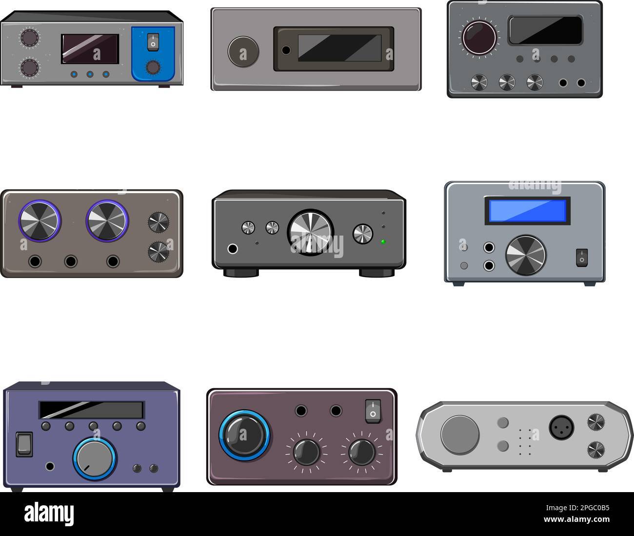 digital amplifier set cartoon vector illustration Stock Vector Image