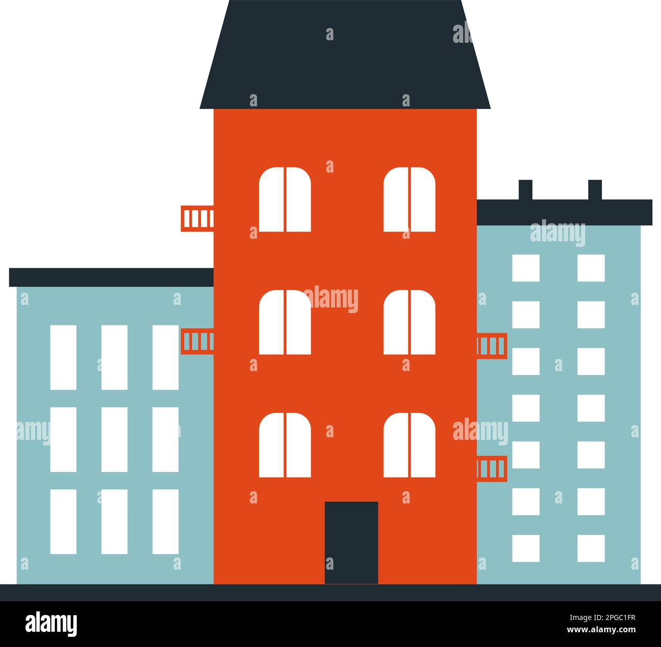 church-next-to-residential-buildings-stock-vector-images-alamy